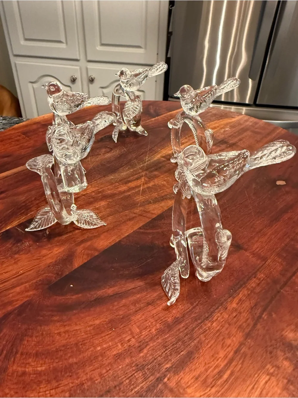 Pottery Barn clear glass bird napkin ring Set Of 5 Vintage